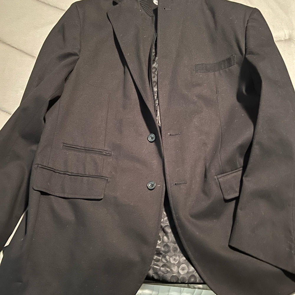 Johnston & Murphy Black Blazer with Red Patterned Lining